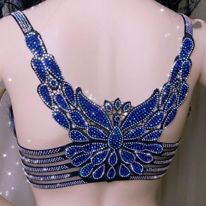 Embroidered Back Bra With Diamond Diamond Front..