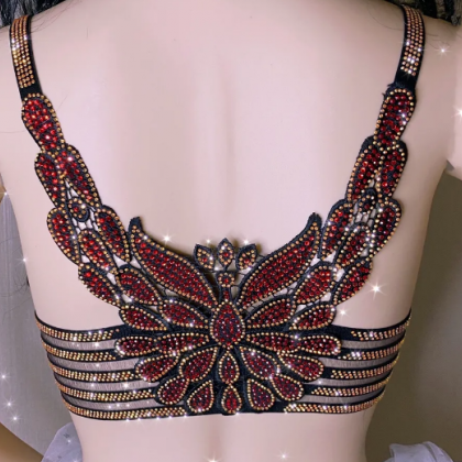Embroidered Back Bra With Diamond Diamond Front..