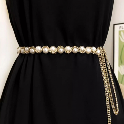 Pearl Chain Woven Waist Chain For Women With Dress..
