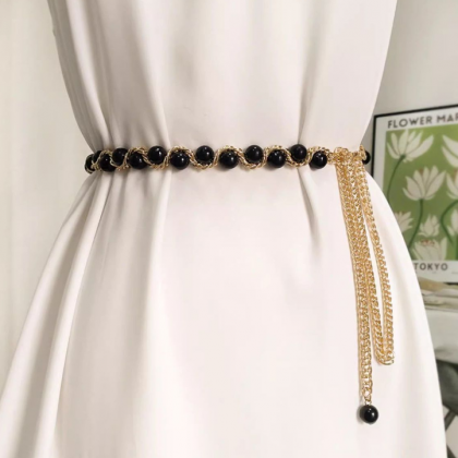 Pearl Chain Woven Waist Chain For Women With Dress..