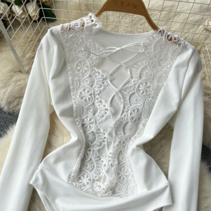 Spring And Autumn 2023 Korean Lace Lace Hollowout..