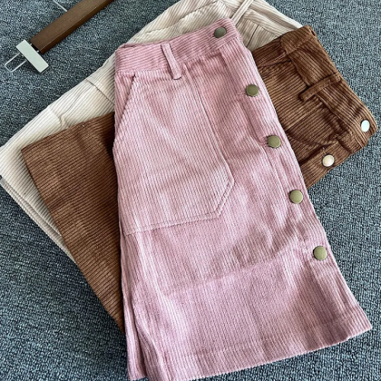 Pink Corduroy Short Skirt Female Summer 2023..
