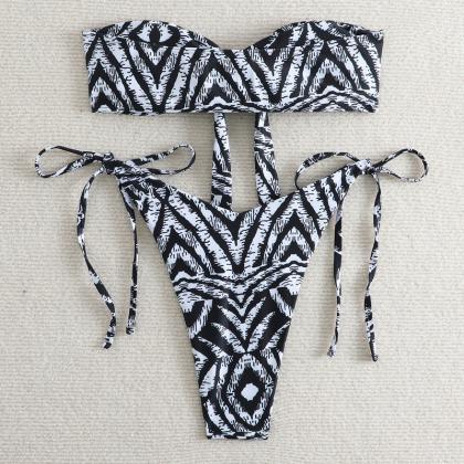 Zebra-print Bikini Lady With A Swimsuit
