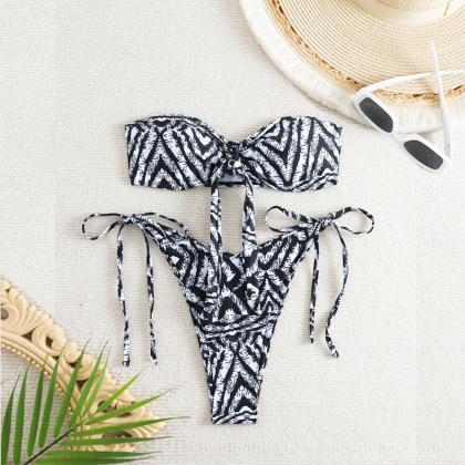Zebra-print Bikini Lady With A Swimsuit