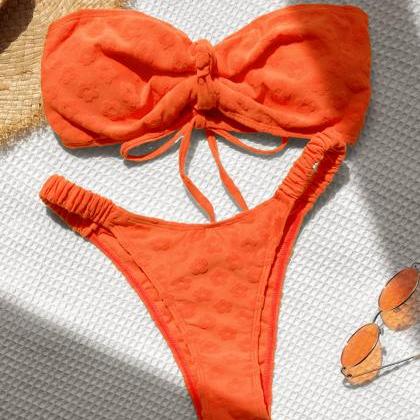 Solid Color Flower Bikini Europe And America Sexy..