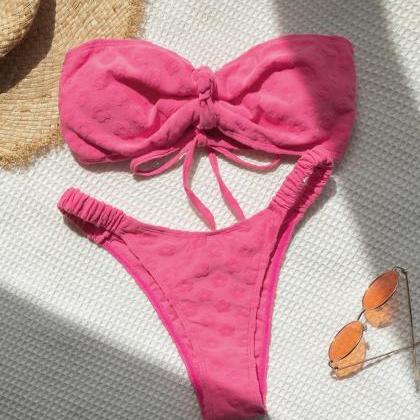 Solid Color Flower Bikini Europe And America Sexy..