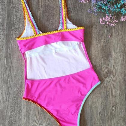 Sports Version Offset Letters Women One-piece..