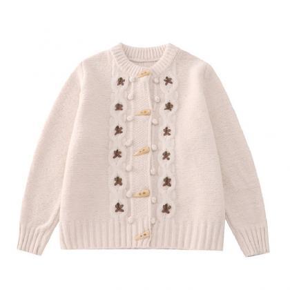 Heavy Embroidery Horn Spike Ball Sweater