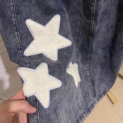 Five-pointed Applique Embroidery Snowflake Wash..