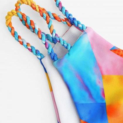 Printed Two-piece Swimsuit Rainbow Color Bikini..