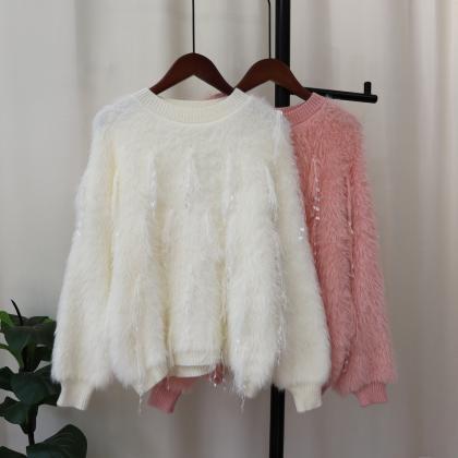 Enchanted Winter Sparkle Fuzzy Sweater
