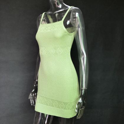 Explosive Knitted Elastic Sexy Strap Dress Female..