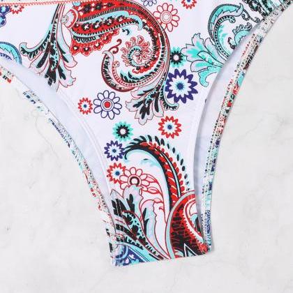 Sexy Print Split Bikini Swimsuit For Women