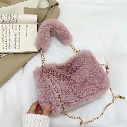 Christina Faux Fur Handbag In White main image 0