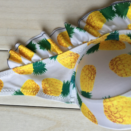Pineapple Print White Two-piece Bikini Featuring..