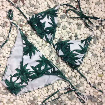 Fashion Green Leaf Two Piece Bikinis