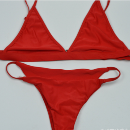 Red Simple Two Piece Bikini