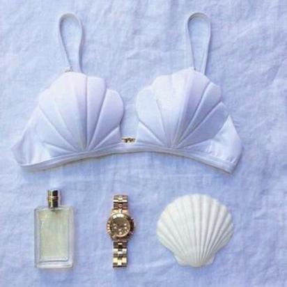 White Cute Shell One Piece Top
