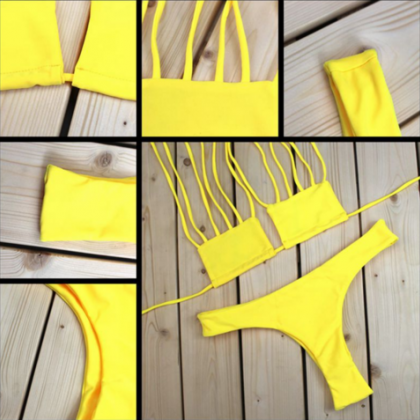 Sexy Yellow Two Piece Bikini Set