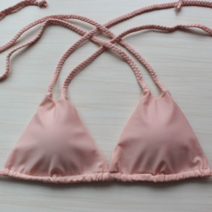 Fashion Women Pink Two Straps Bikini Braid Bottom..