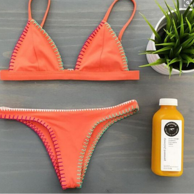Hot orange bikini.