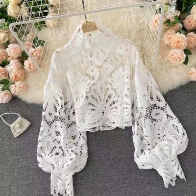 New sexy women's lace collar lace shirt