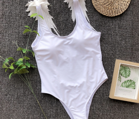 Super Sexy One Piece DeepV-neck Solid Swimsuit - White on Luulla