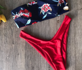 Split Cross Color Matching Sexy Ladies Bikini