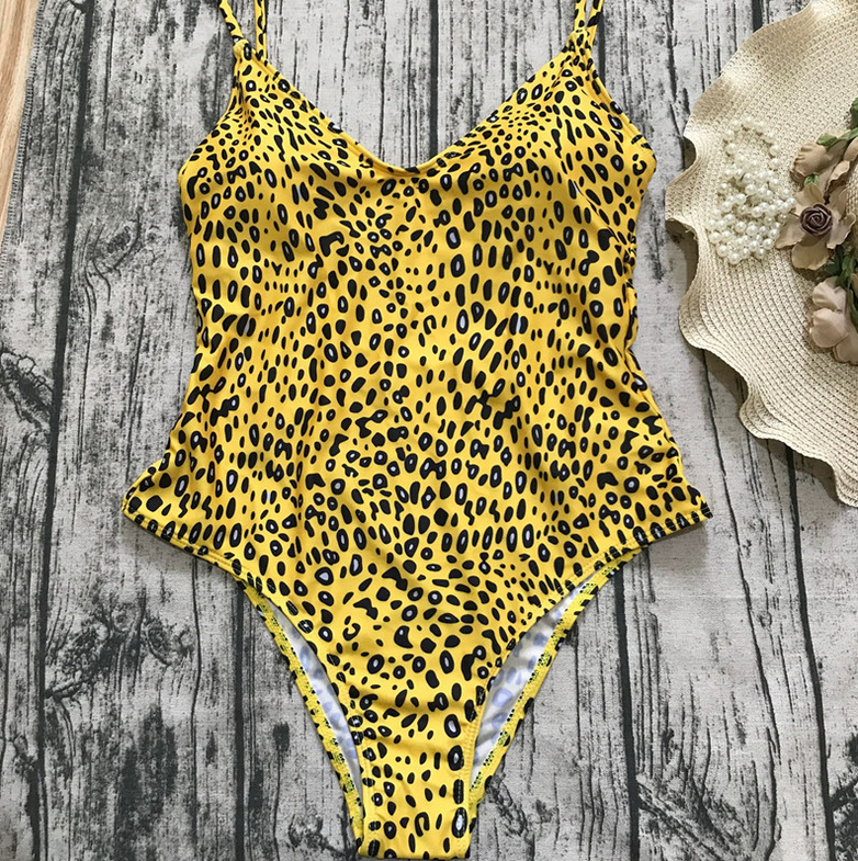 One-piece Bikini Leopard Print Swimsuit One-piece Swimsuit Strap With Bare Back