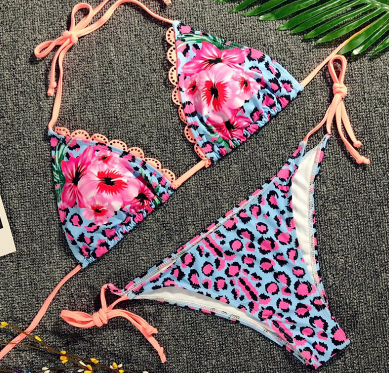 Pop Leopard Print, Ladies 'seperate Swimsuit.