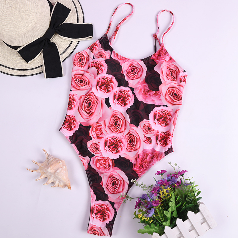  One Piece Swimsuit with Skirt Attached Women's Swimsuit Sexy  Bikini Printing Conjoined Swimsuit High Waist Swimsuit Beach Black :  Clothing, Shoes & Jewelry
