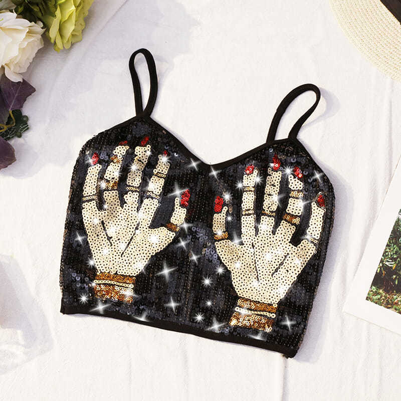 The Outer Wear Palm Embroidered Sequined Sling Bottoming And Inner Vest