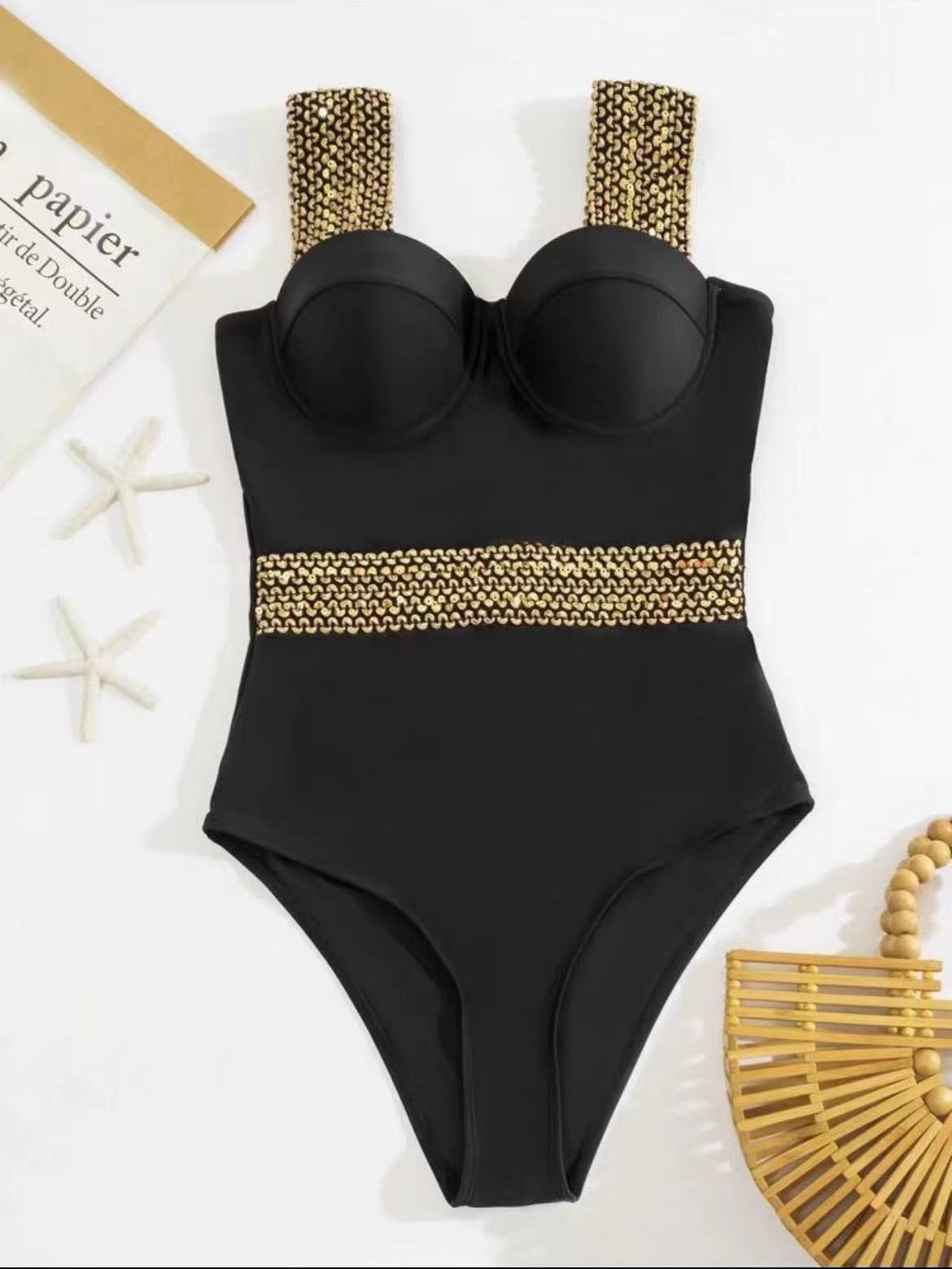 Black One-piece Women's Beach Swimsuit