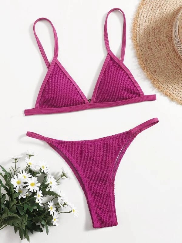 Solid Color Special Material Swimsuit Bikini