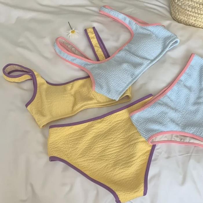 Vest Simple Two-piece Swimsuit Women's Macaron Color Summer Vacation Spa Bikini