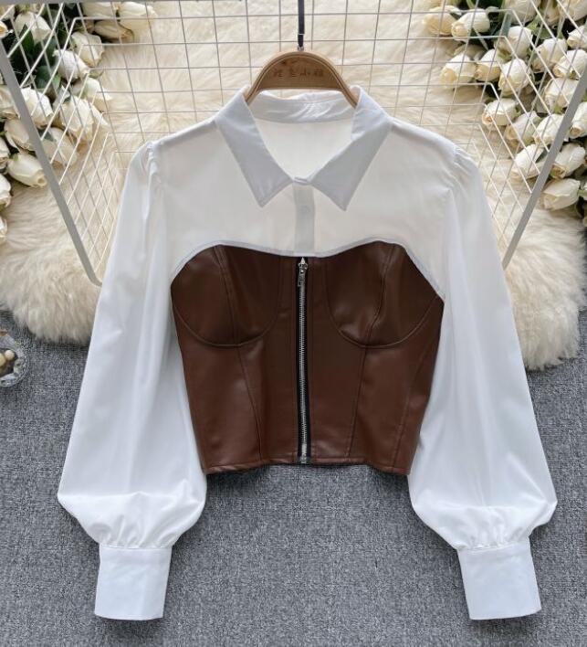 Zebra-print Long-sleeved Shirt For Women Summer Splicing Design Feeling Niche Chic Super Fairy Top