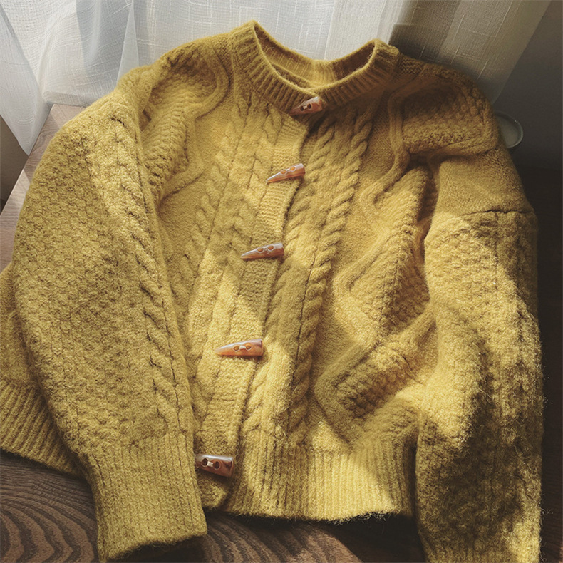 Gentle Wind System All-matching Japanese Vintage Twist Knit Cardigan