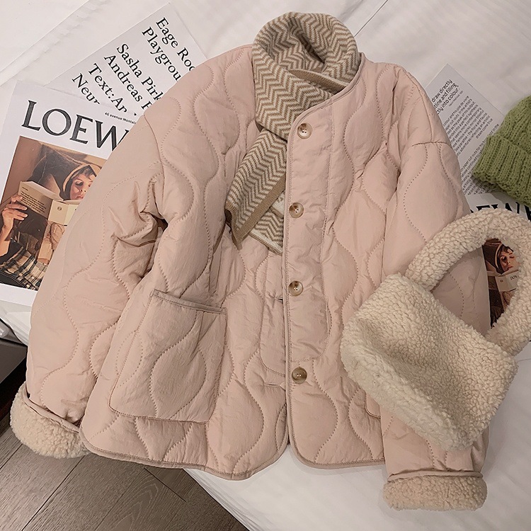 Winter Korean Version Thick Round Neck Lamb Wool Coat Padded Jacket Padded Jacket
