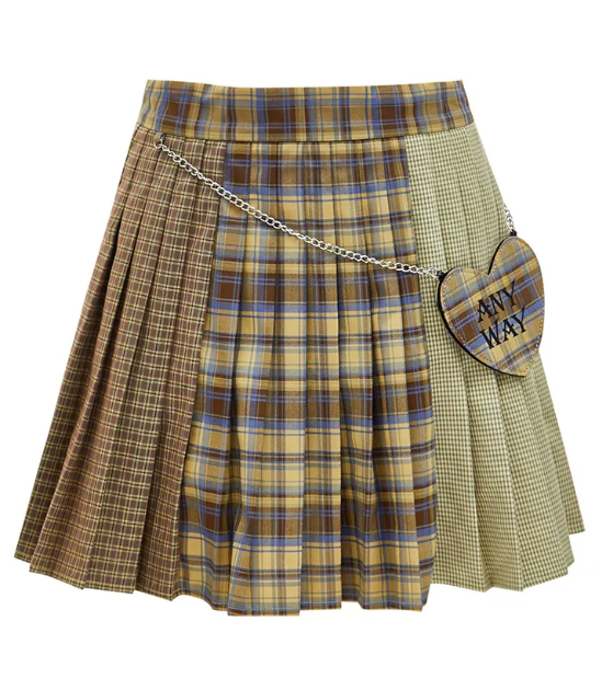 Summer Preppy Sweet High Waisted Plaid Side Zipper Short Skirt Women