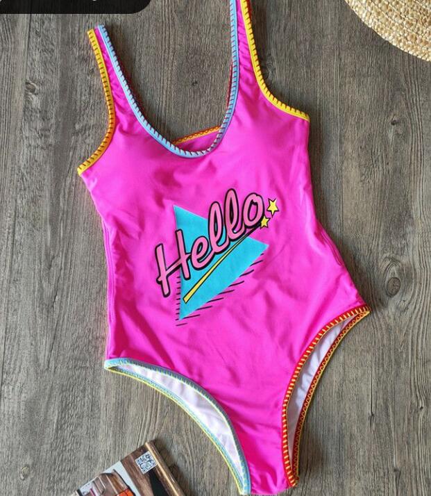 Sports Version Offset Letters Women One-piece Swimsuit Spring Vacation Small Fresh Swimsuit Women