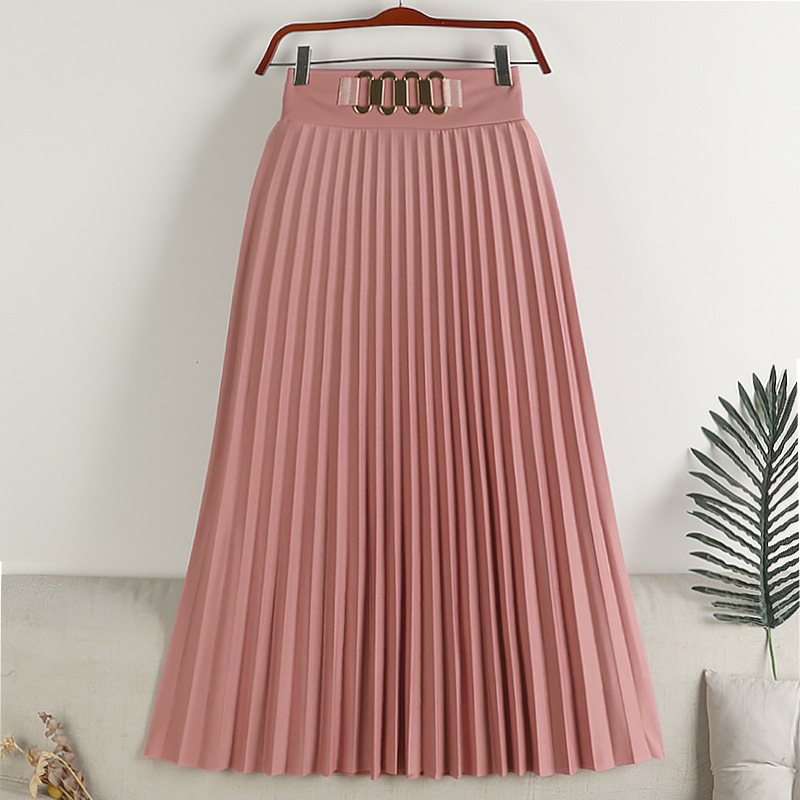 Elegant Dusty Rose Pleated Midi Skirt