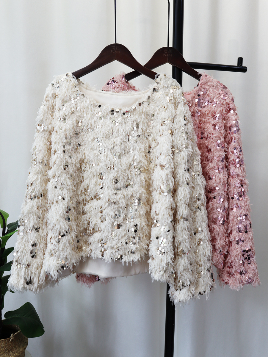 Enchanted Shimmer Feathered Sweater