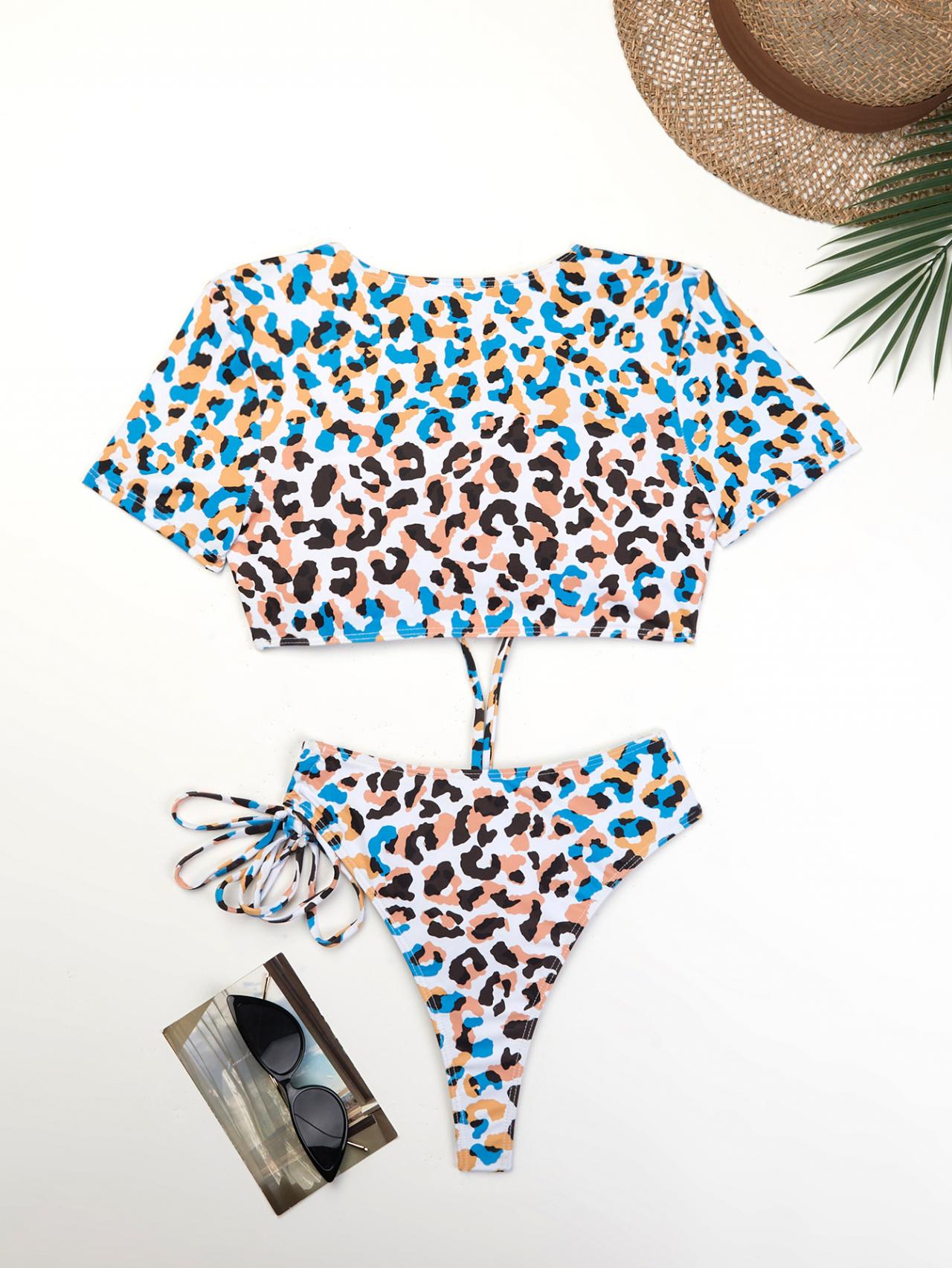 Cute Two Pieces Leopard Bikinis