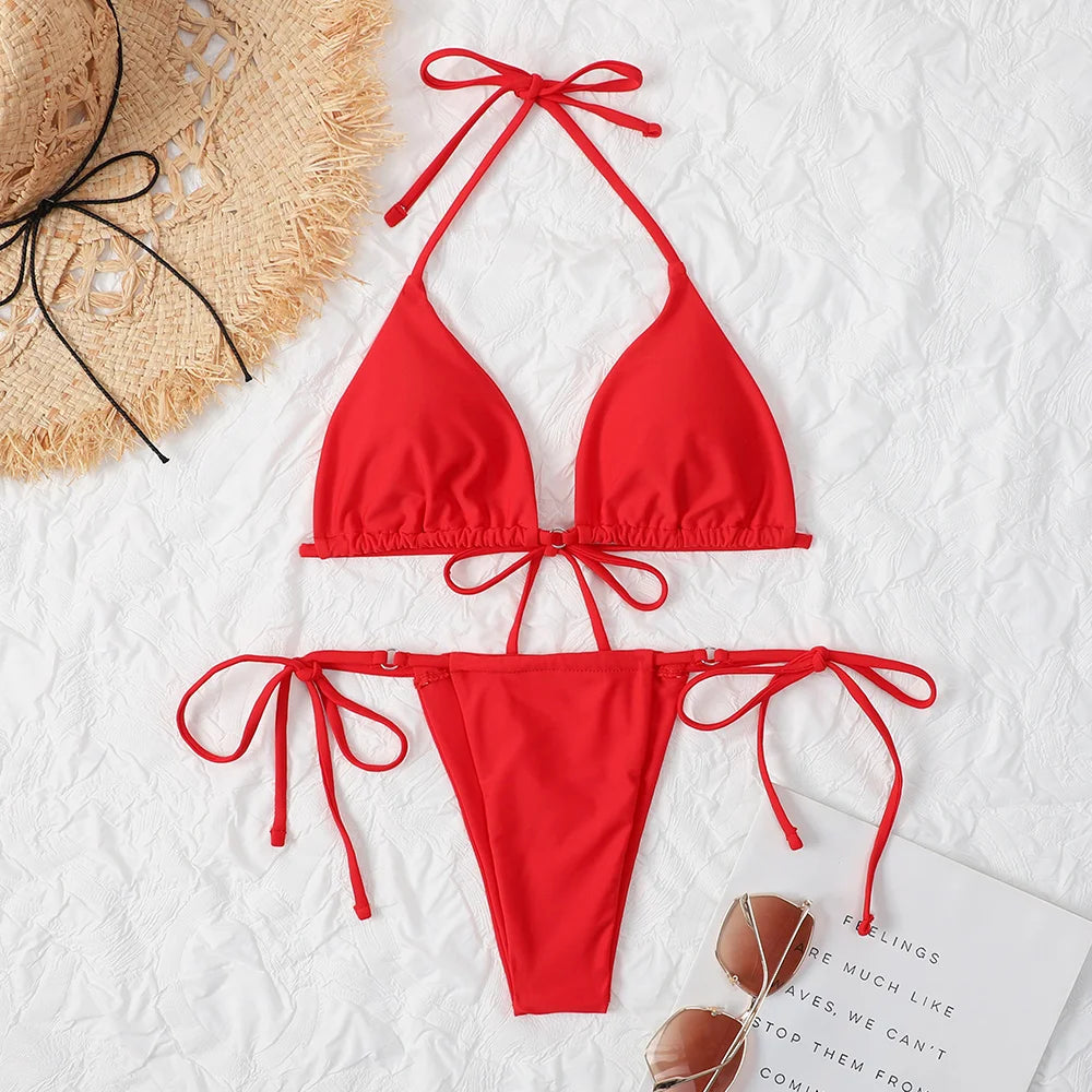 Red tie front swimsuit clearance