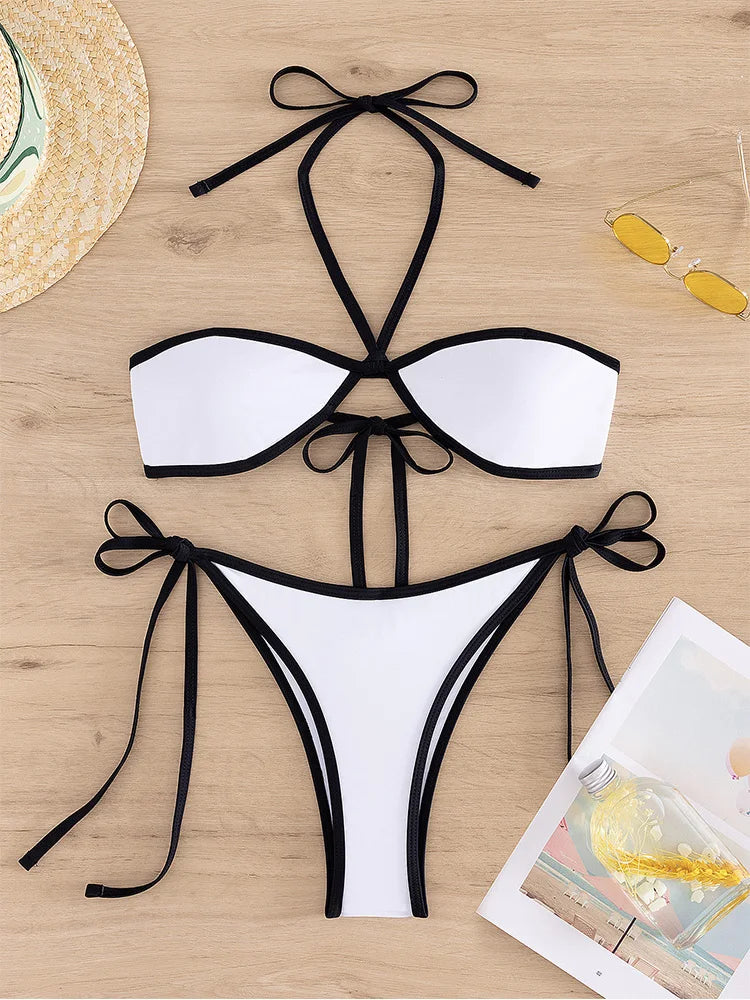 Sequin Halter Neck Two-Piece Bikini Set main image 1