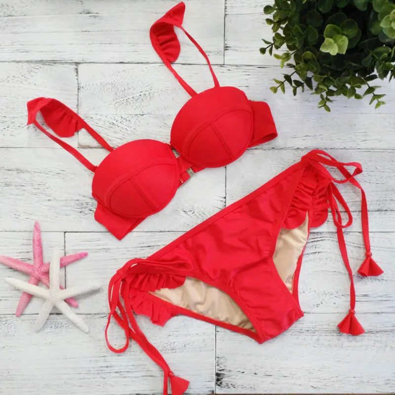 Red push up swimsuit cheap