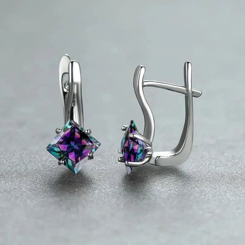 Boucles D'oreilles Mystique Topaz En Argent - Pierres Topaze Argentée - Neuf Sans Emballage