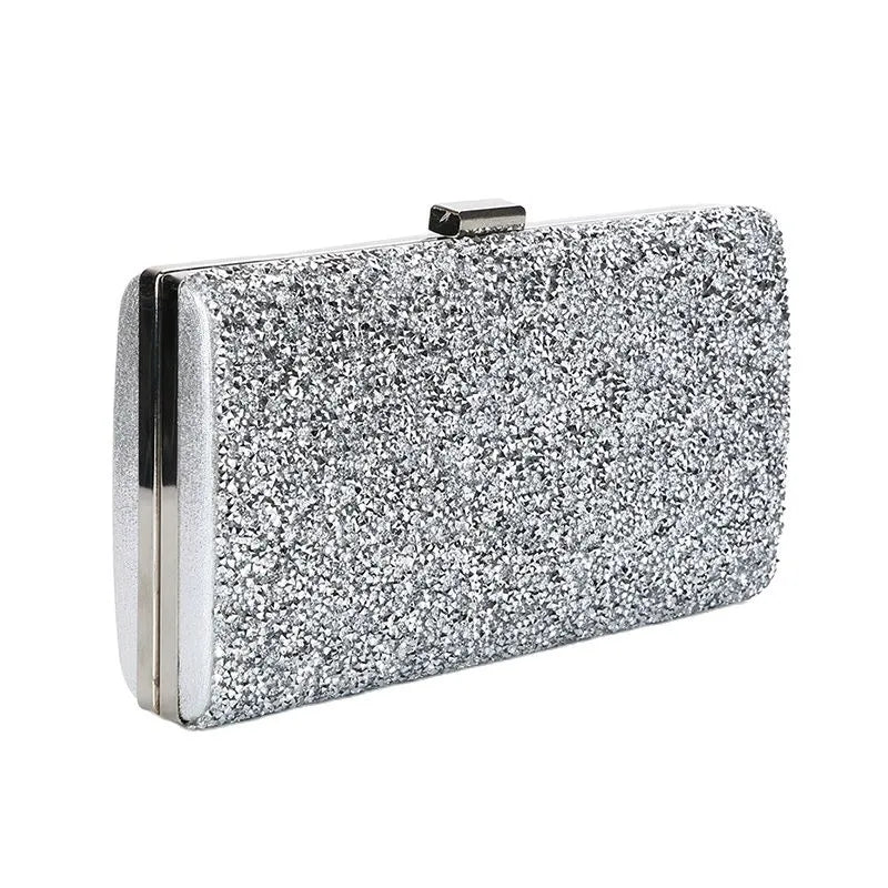 Sparkly clutch bag silver on sale