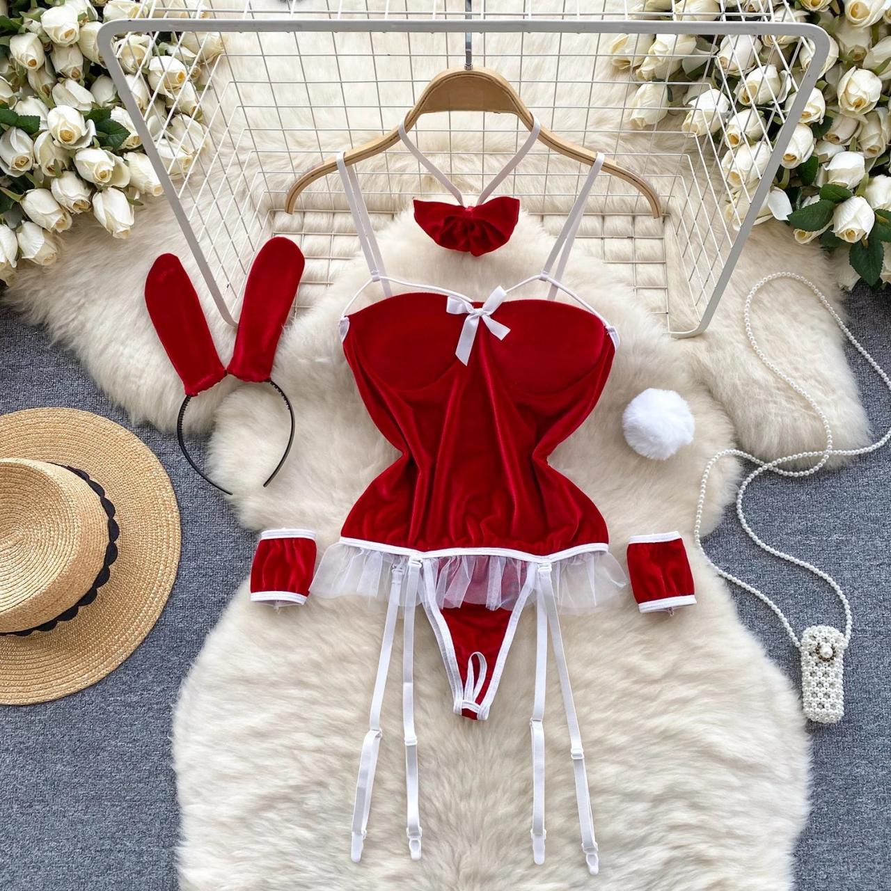 Sexy Red Bunny Halloween Lingerie Costume Set on Luulla