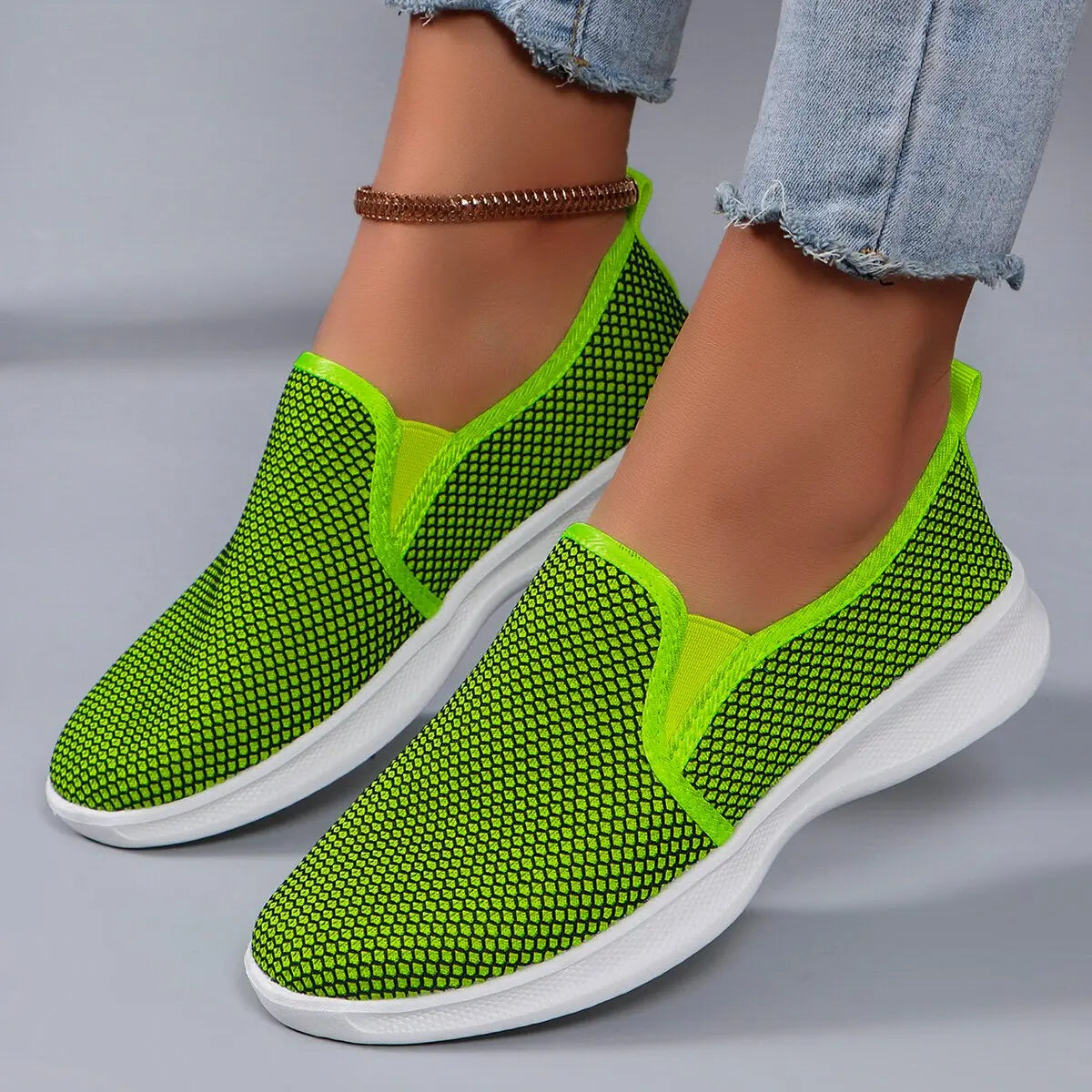 Neon Green Breathable Slip on Athletic Shoes on Luulla